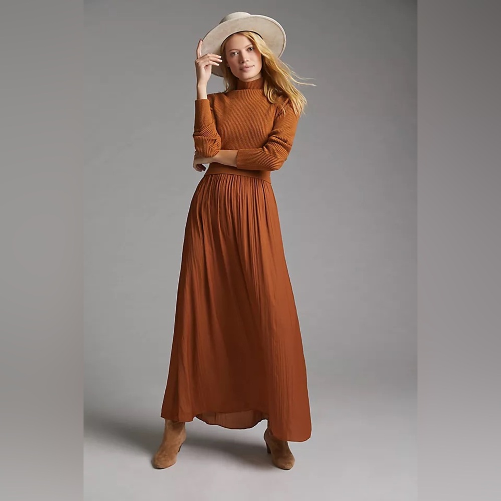 Anthropologie The Thea Long-Sleeve Twofer Maxi Dress